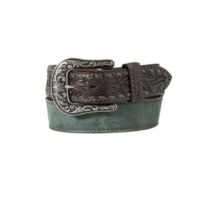 Angel Ranch Women's Belt 1 1/2" Filegree Tabs Forest Green, Size S