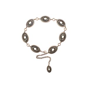 ARIAT Women's Center Stone Concho Lobster Claw Clasp Belt, Copper/White, Medium