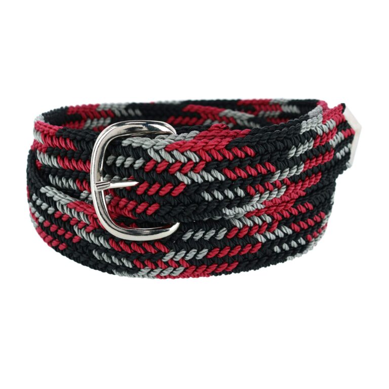 Double-s Nocona Men's Woven Braided Nylon Belt, Black/Red/Grey Â Adjustable Up to Size 52"