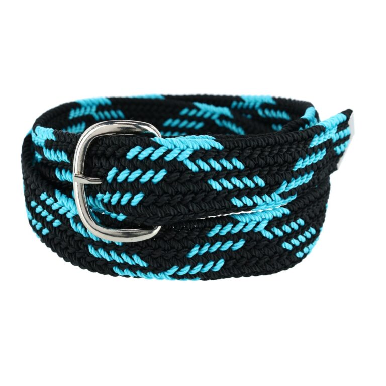 M&F Western Nocona Men's Woven Braided Nylon Belt, Black/Turquoise Â Adjustable Up to Size 46"