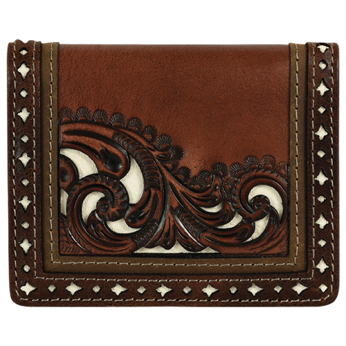 JUSTIN BI-FOLD CARD WALLET BROWN W/TOOLING