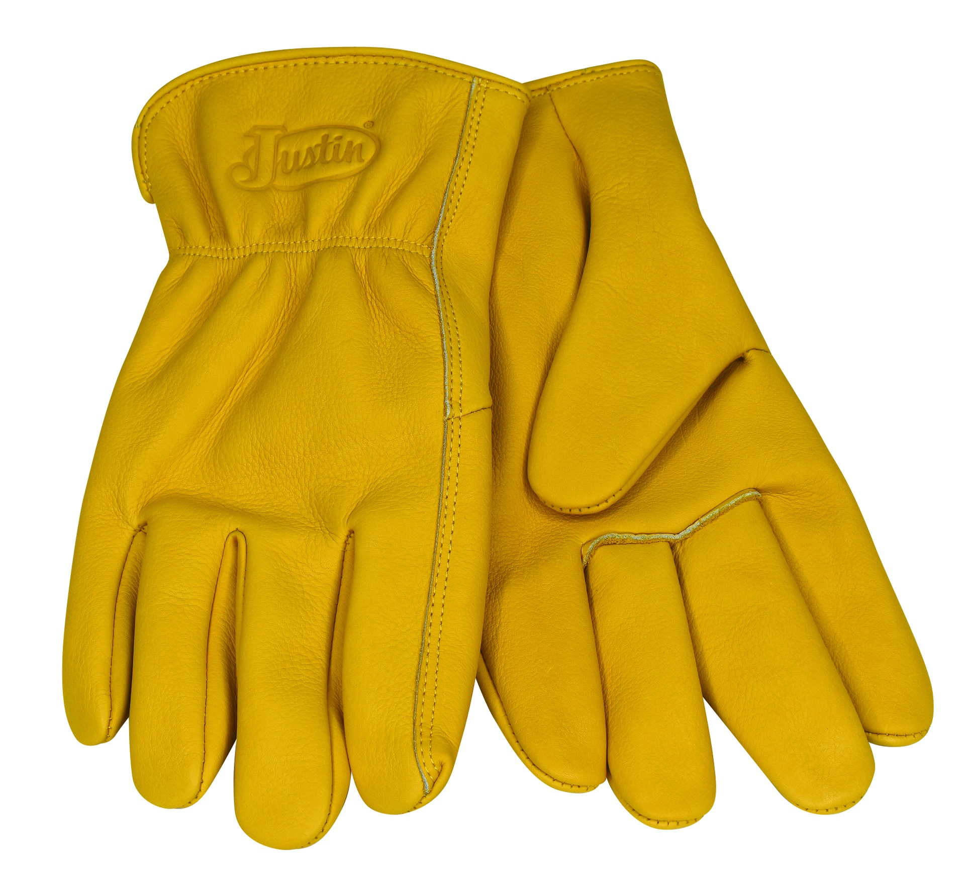 JUSTIN ALL LEATHER GLOVES W/ ELASTIC WRIST AND LOGO