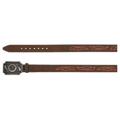 ARENA ACE BOYS BELT TAN W/ ORANGE AND CREAM BOOT STITCH