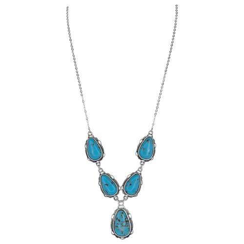 JUSTIN LADIES NECKLACE FAUX TURQUOISE TEARDROP STONE LARIAT