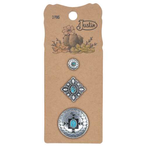 JUSTIN PIN 3 PACK SMALL CONCHO
