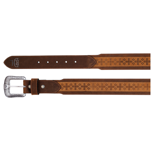 RED DIRT HAT CO MENS GENUINE LEATHER BELT TAN SQUARE CROSS