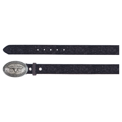 ARENA ACE BOYS BELT BLACK WITH OAK LEAF EMBOSS