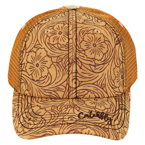 CATCHFLY LADIES BASEBALL CAP BRONZE W/FLORAL EMBOSS