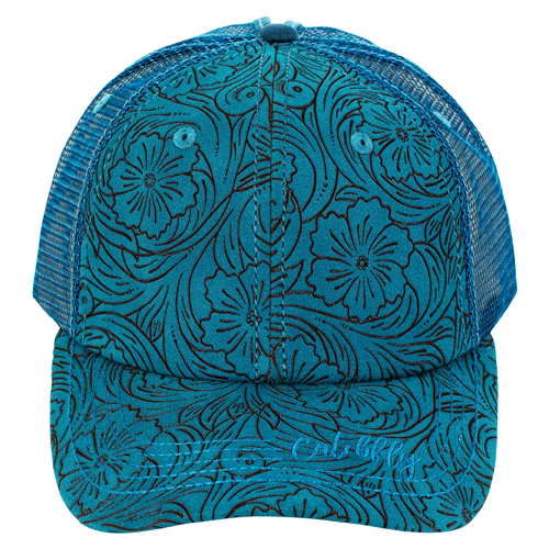 CATCHFLY LADIES BASEBALL CAP DARK TEAL W/FLORAL EMBOSS