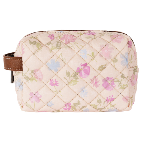 CATCHFLY LADIES QUITLTED COSMETIC POUCH PINK FLORAL