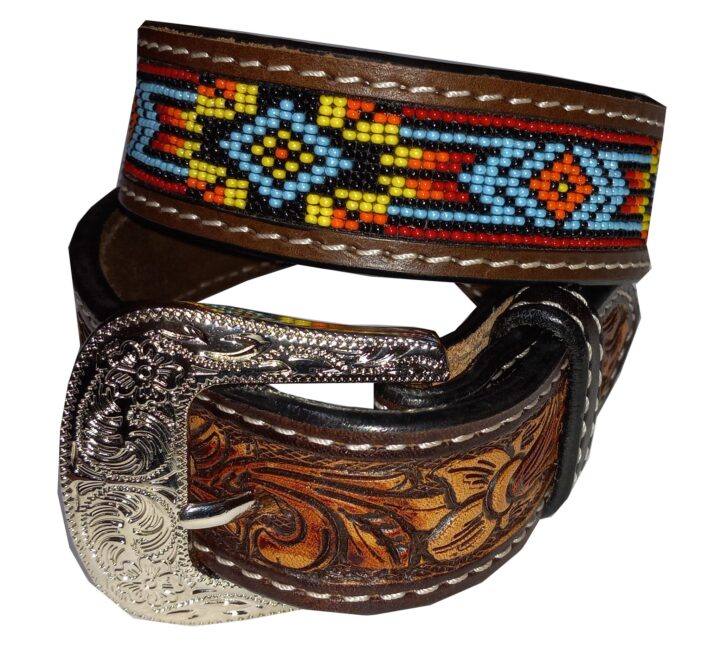 Twisted X Men’s Red Floral Beaded Belt (30" - Fits 28" Waist)