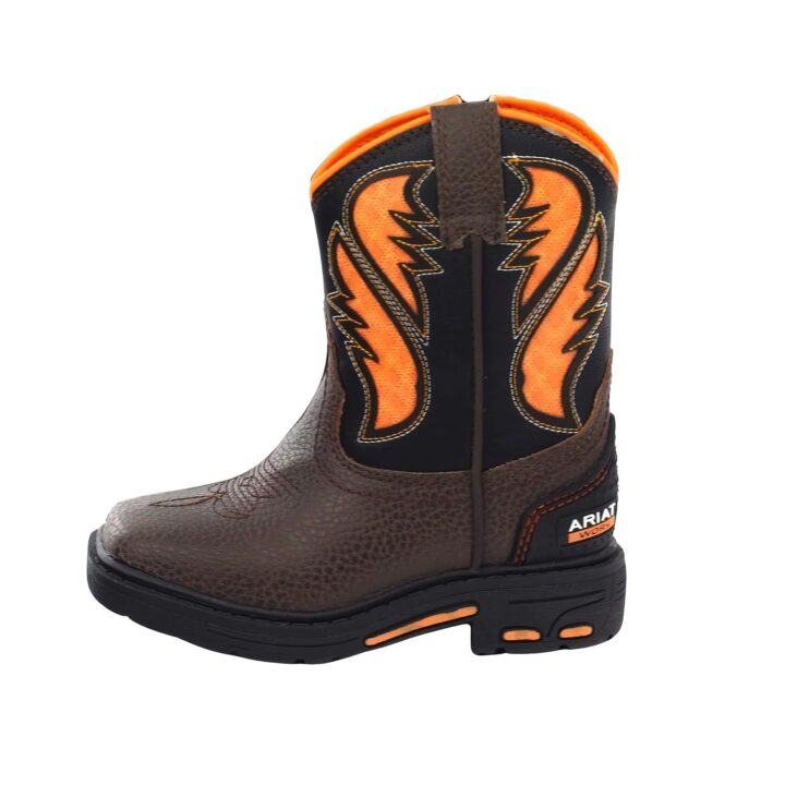 ARIAT Lil' Stompers Toddler Unisex Western Boots, Orange/Brown (Workhog), 7