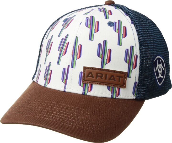 ARIAT Women's Cactus Cap, Faux Leather Patch, Mesh Back, Multicolor