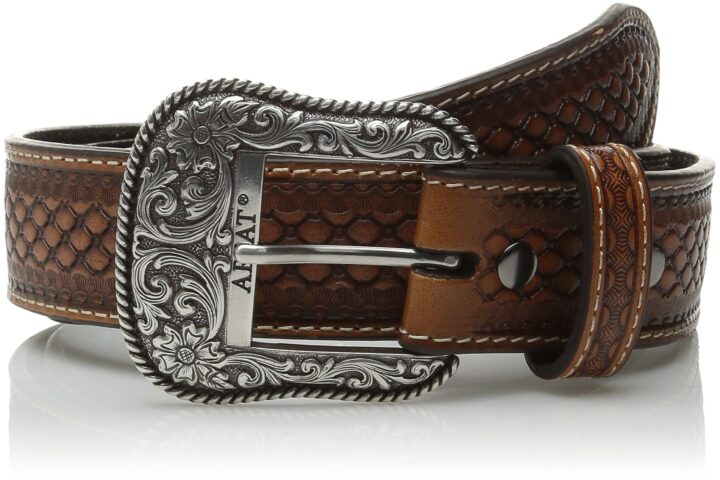 ARIAT Men's Basket Concho Ribbon Inlay Belt, Natural, 32