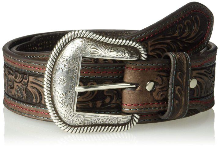 Nocona Belt Co. Nocona Color Stitch Taper Floral Belt Accessory, Brown, 40