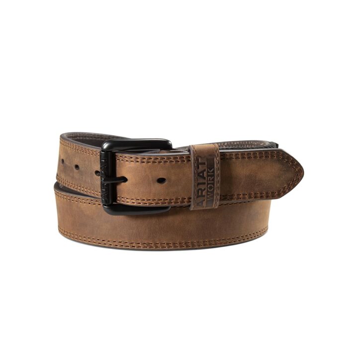 ARIAT Men's Perforated Leather Belt, Roller Buckle, Brown, 36