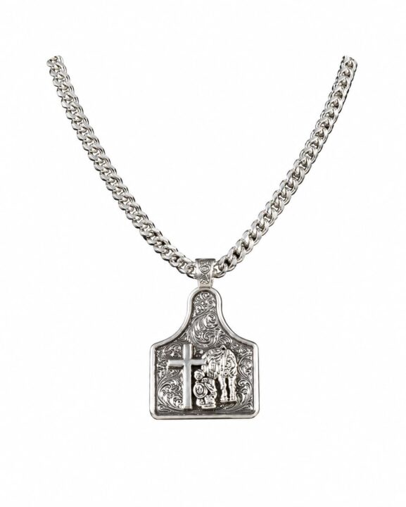 Twister Men's Necklace 24" Chain Praying Cowboy