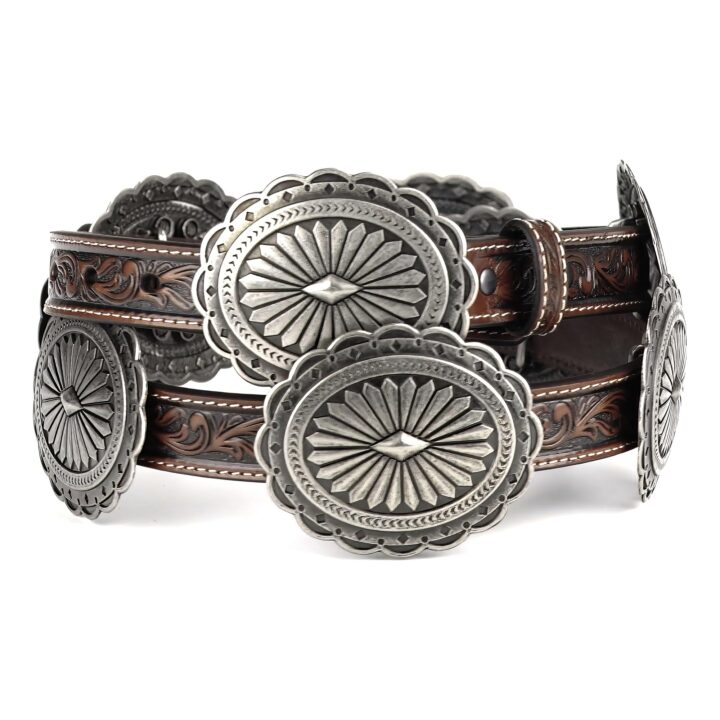 ARIAT Womens Tooled Leather Concho Belt Tan A1530508