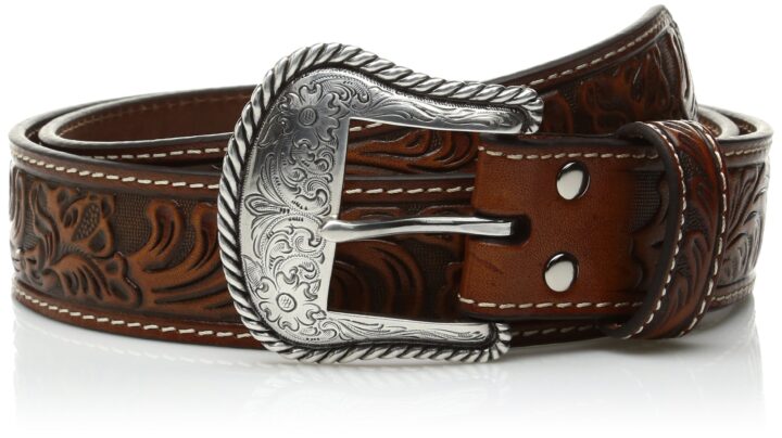 Nocona Men's Floral Embose Western Bucle, Tan, 28