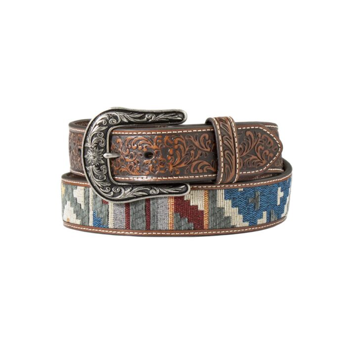 Angel Ranch Women's Belt 1 1/2" Floral Tabs Southwestern Fabric Multicolored, Size S
