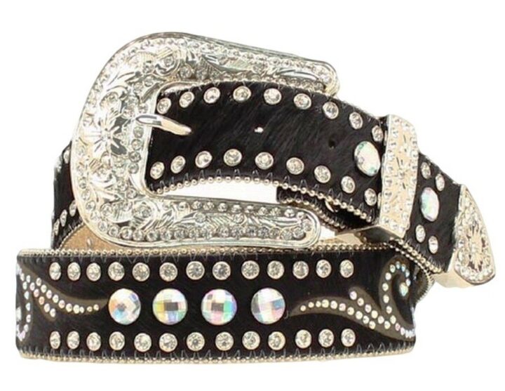 Nocona Belt Co. Women's Bling And Conchos Hair-On Leather Black Medium