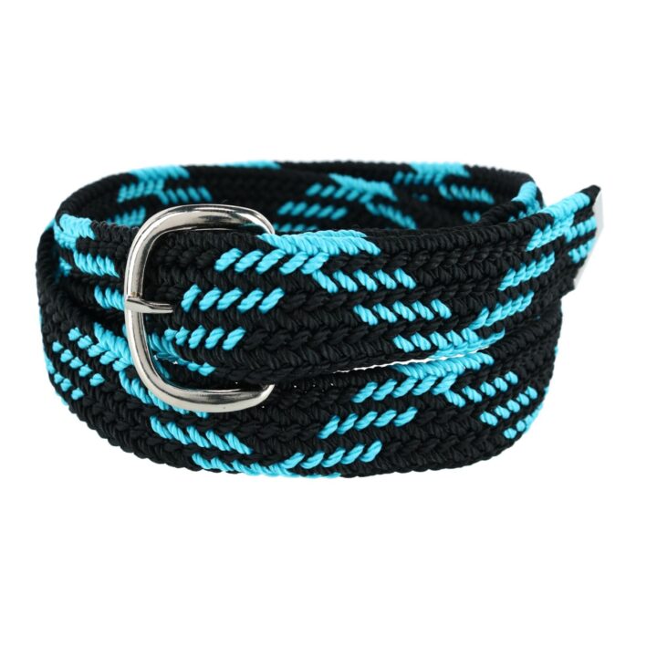 M&F Western Nocona Men's Woven Braided Nylon Belt, Black/Turquoise – Adjustable Up to Size 46"
