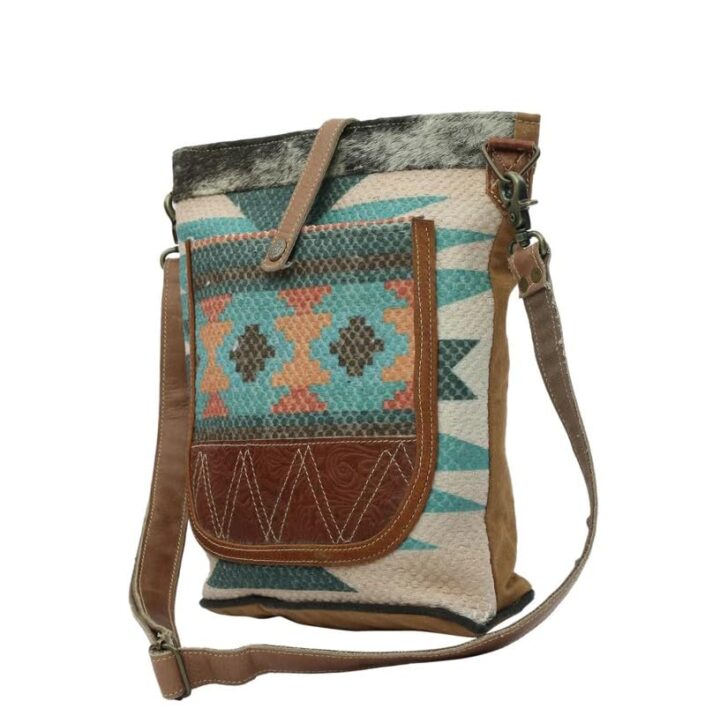 Hopofly Womens Crossbody Bag Handcrafted Leather Upcycled Canvas Multi