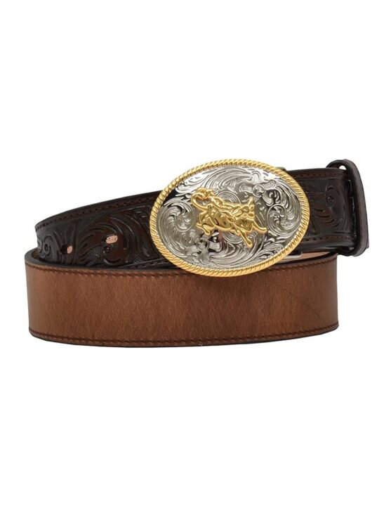 3D 1 1/4" Dark Brown Boys' Western Basic Belt