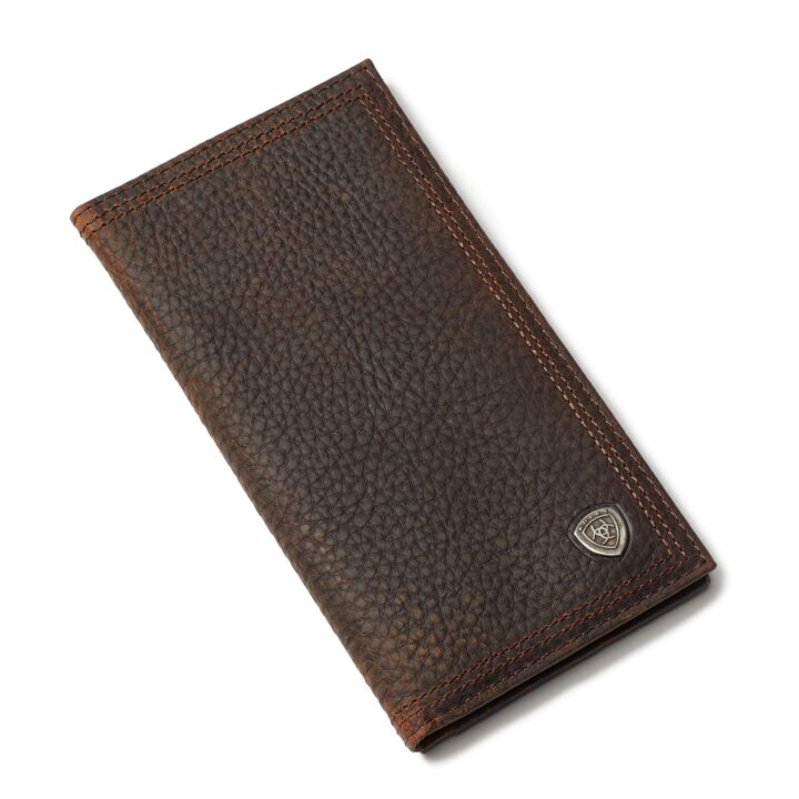 ARIAT Men's Oil-Tan Leather Rodeo Wallet, Shield Concho, Dark Copper