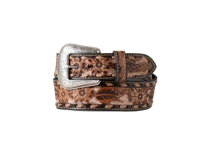 Nocona Belt Co. Men's Tooled Floral Leather Belt Brown 32