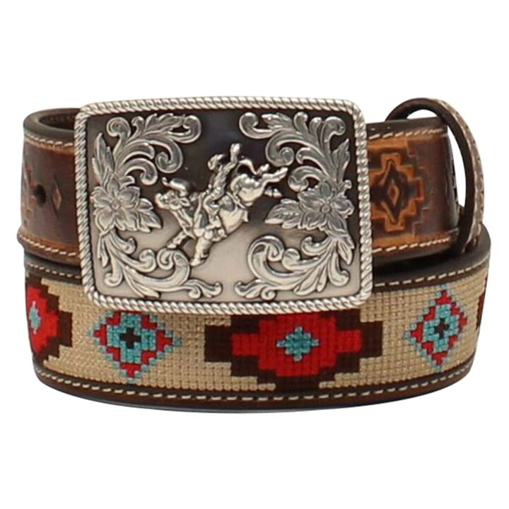 28 In 3D Western Belt Boys Embossed Aztec Design Leather