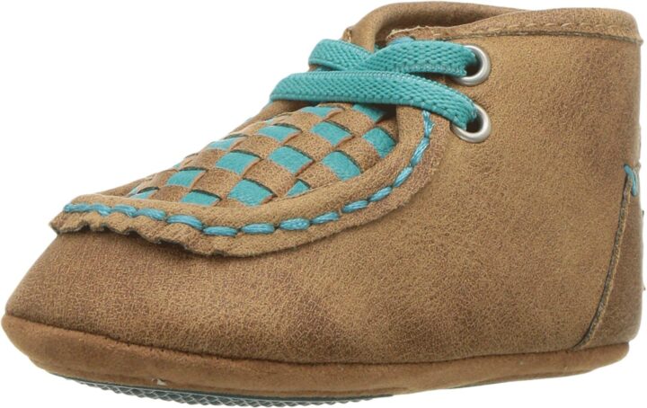 M&F Western Kids Cassidy Baby Girl's Infant/Toddler Baby Bucker Casual Shoes, Brown/Turquoise, 0 - Infant