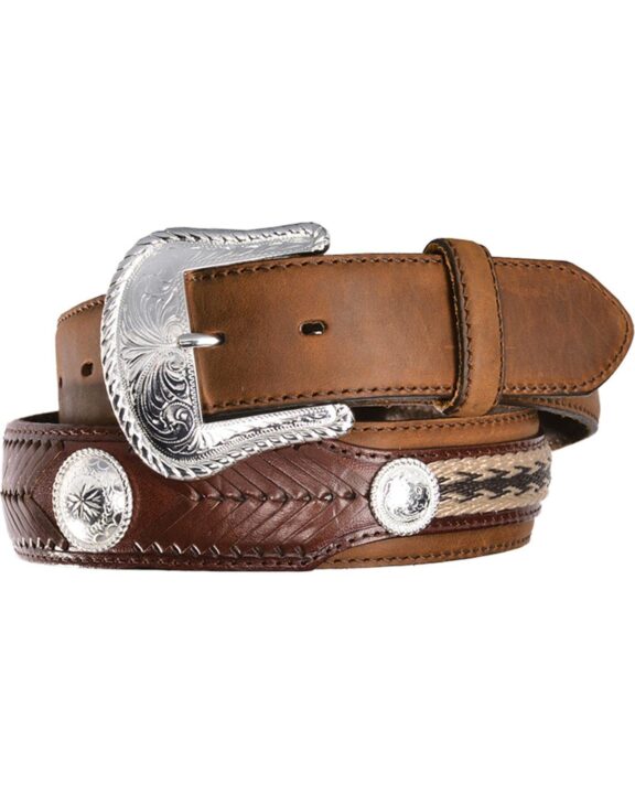 Tony Lama Men's The Duke Center Applique Bark Western Belt