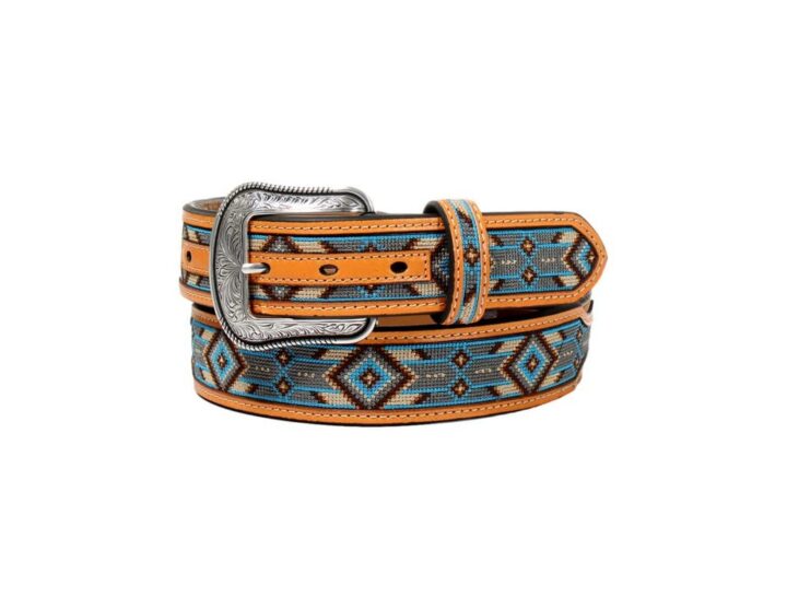 3D Men's Aztec Tabs Belt, Size 40, Medium Brown