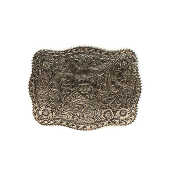 Crumrine Rectangle Buckle Floral Scrolling Roped Edge