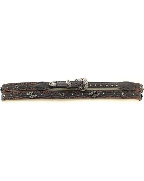 M&F Western Products Men's Studded Leather Overlay Hat Band Black One Size [Apparel]