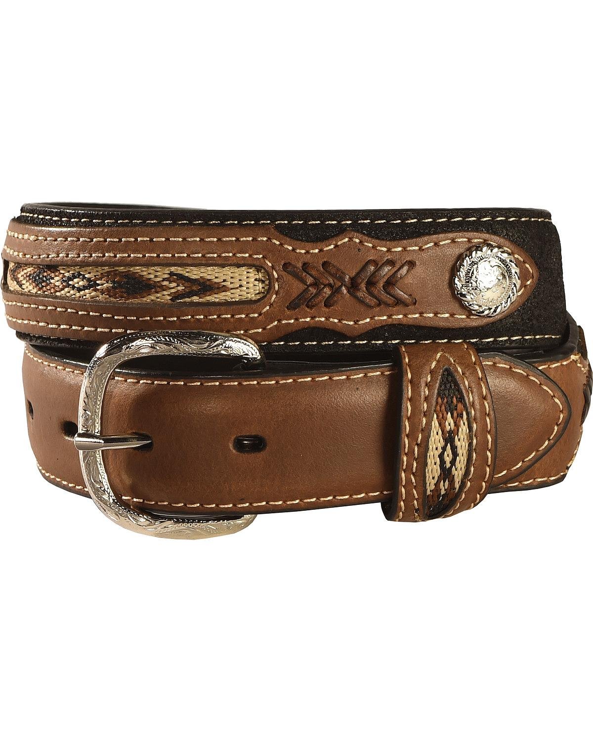 M&F Western Boys' Nocona Fabric Insert Belt (Little Big Kids), Black, 18