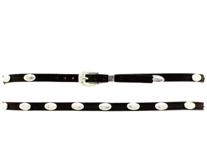 M&F Western Products Genuine Leather Hatband with Oval Silver Conchos, 27" x 3/8"