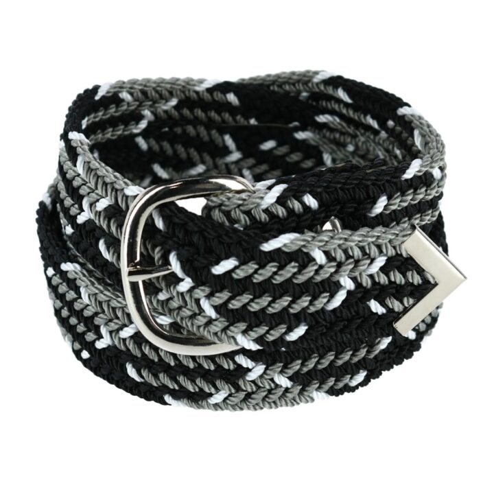 Double-s Nocona Men's Woven Braided Nylon Belt, Black/White/Grey – Adjustable Up to Size 52"