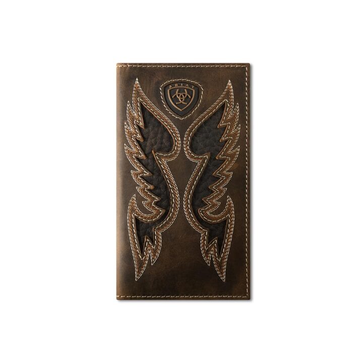 ARIAT Men's Boot Stitch Overlay Patch Leather Rodeo Wallet