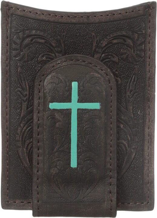 ARIAT Men's Painted Cross Money Clip, Brown, One Size