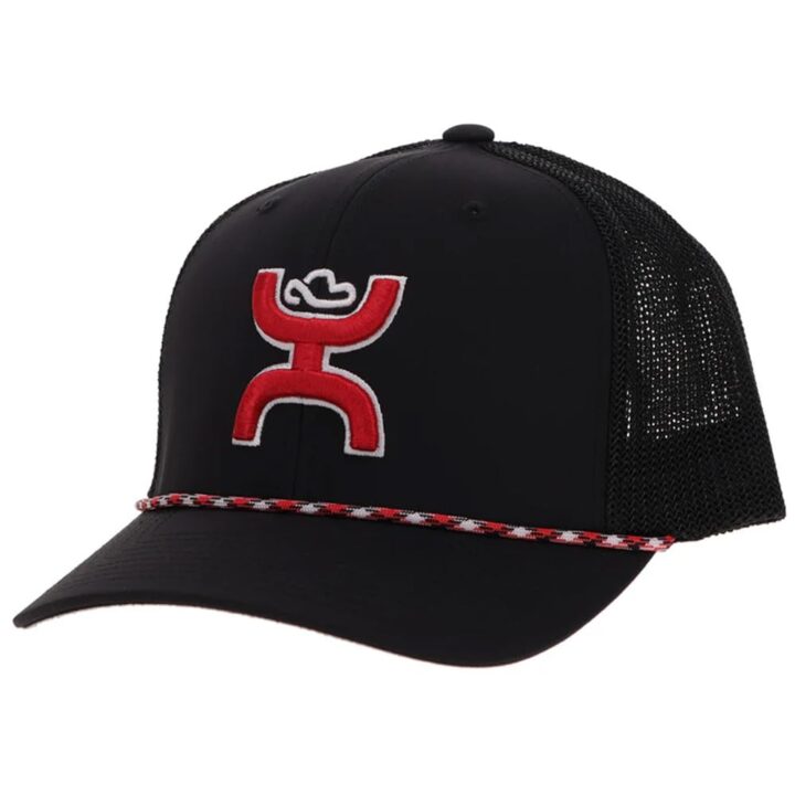 HOOEY Sterling Trucker Hat for Men – Adjustable Snapback Mesh Baseball Cap, Mid-Profile, 6-Panel Western Trucker Hat for Ranch, Work, & Everyday Wear - Black with Grey