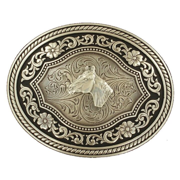 M&F Western Products 37711 Men Nocona Belts Buckle with Oval Horsehead, Antique Silver