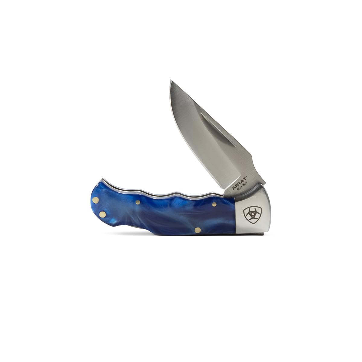 ARIAT Single Blade Folding Knife, Blue Resin Handle - Traditional Design