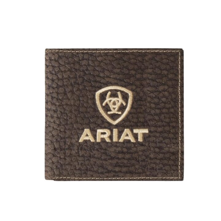 ARIAT Men's Pebbled Bull Hide Leather Bifold Wallet Brown