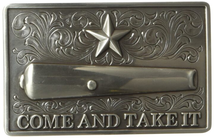 Nocona Men's Rectangle Come and Take It Buckle, silver, One Size