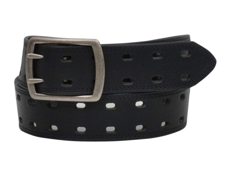 3D Western Belt Mens Cutout Leather Contrast Stitching 36 Black D7530