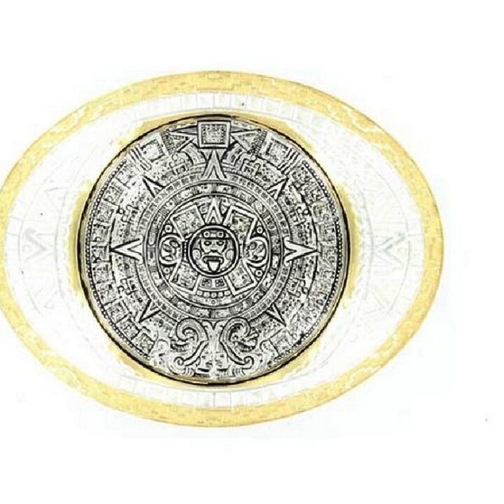 Crumrine Men's Aztec Calendar Buckle Silver One Size