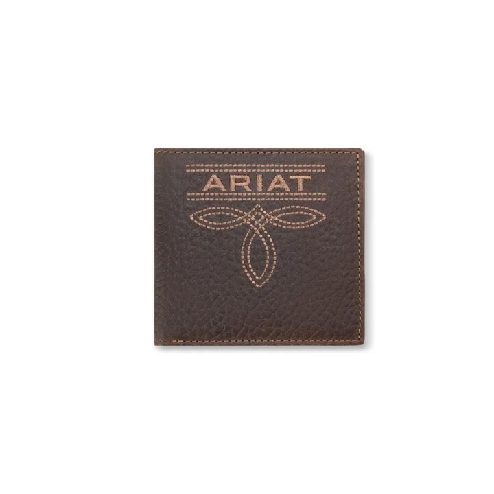 ARIAT Men's Bug Stitch Large Bifold Wallet with Embossed Patch