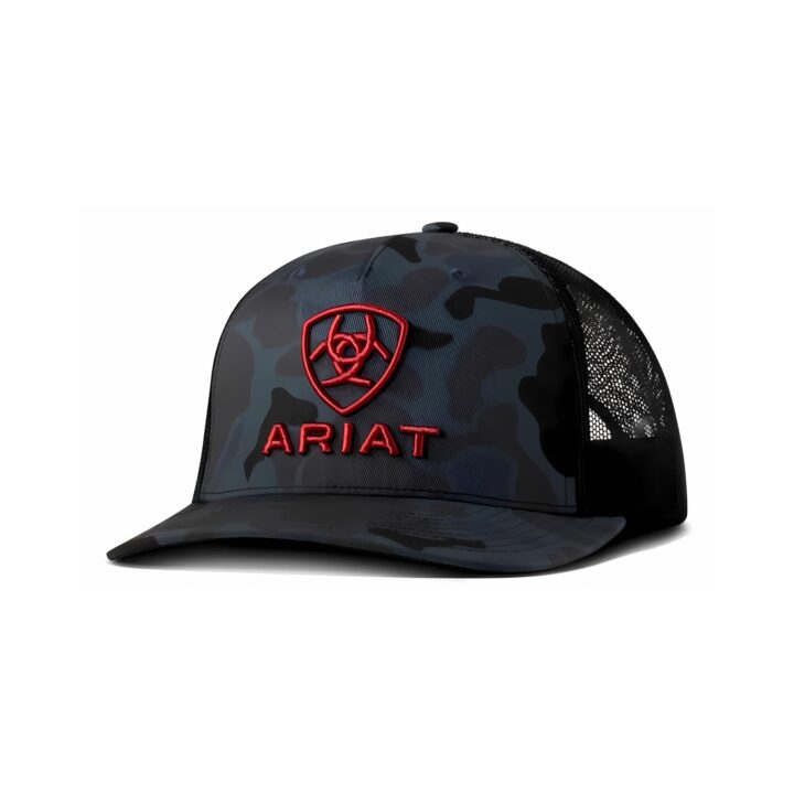 ARIAT Men's Navy Camo Richardson 112 Trucker Cap, 3D Embroidered Logo